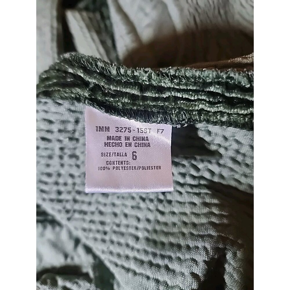 HARVE BENARD Womens Blazer Size 6 S Green Crinkle Velvet Holdiay Artsy Jacket - Picture 6 of 7
